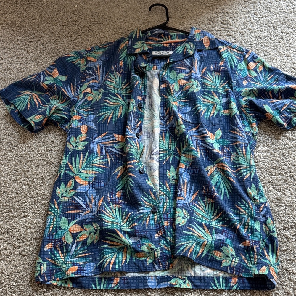 Tommy Bahama Blue Tropical Print Shirt